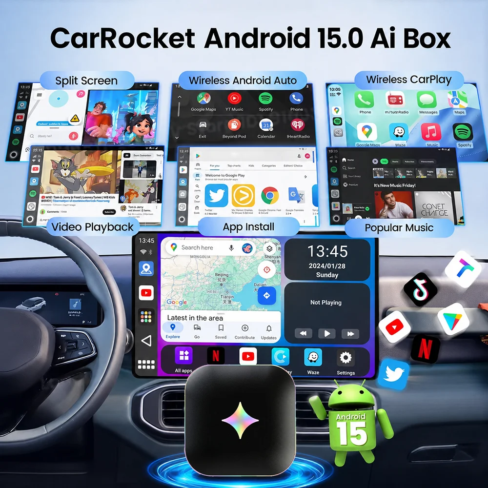 2026Android15 CarPlay Ai Box C - огляд і ціна Travel Adapter Universal