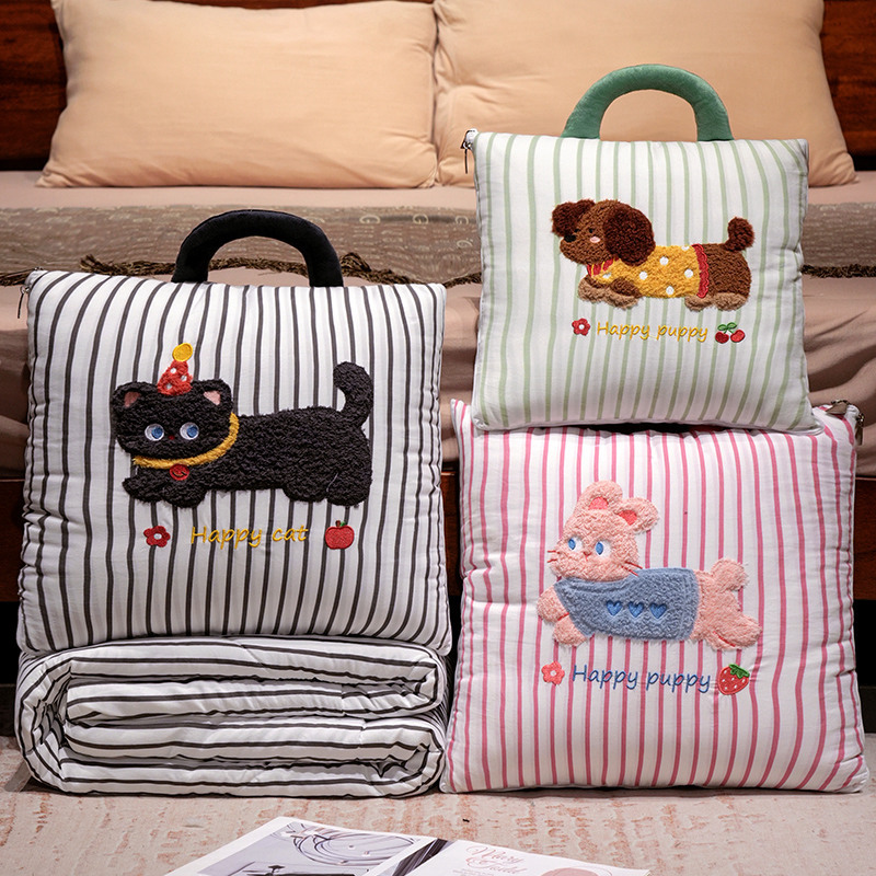 Cartoon Striped Pillow Blanket - огляд і ціна Travel Pillow Inflatable