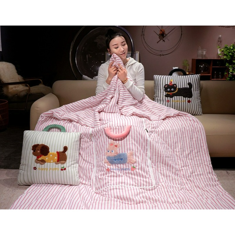 Cartoon Striped Pillow Blanket - огляд і ціна Travel Pillow Inflatable